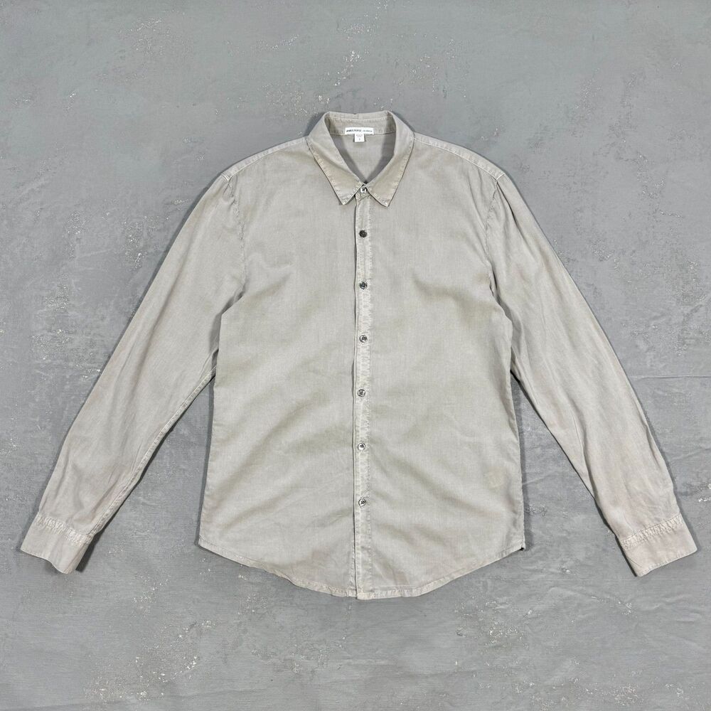 James Perse Standard Shirt- Lightweight Cotton in Light Tan Button Up Men's 1, S